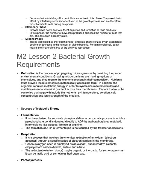 SOLUTION: Mircobiology the growth curve bacterial growth requirements