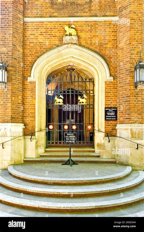 London England The Elaborate Entrance To The Middle Temple Hall With