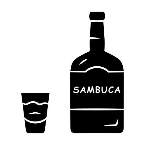 Icono De Glifo De Sambuca Botella Y Vaso De Chupito Con Bebida Licor