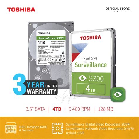 Toshiba IHDD 3 5 S300 24x7 4TB 5400RPM 256MB SATA HDWT840UZSVA