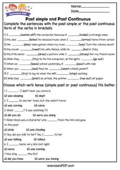 Choose which verb tense simple past or past continuous