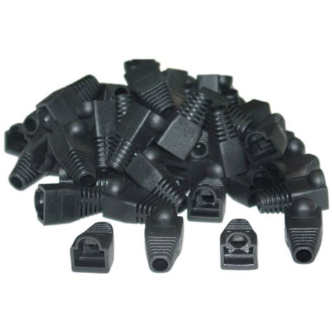 RJ45 Strain Relief Boots, Black, 50 Pieces Per Bag