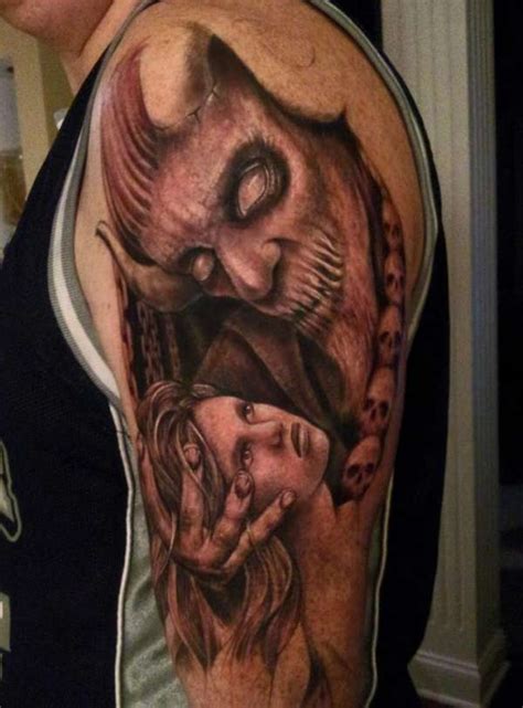 Angel And Demon Tattoo Half Sleeve