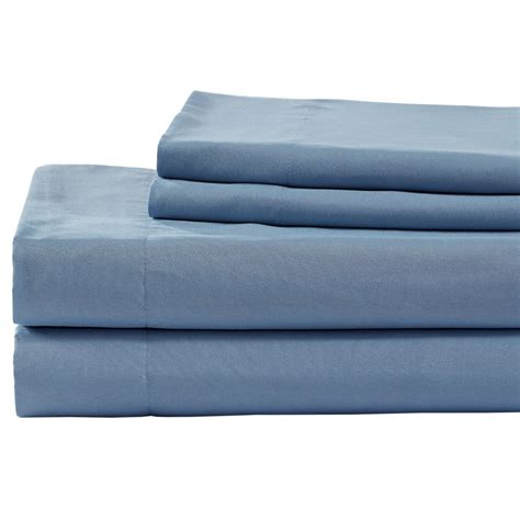 Blue Microfiber 4 Piece Queen Sheet Set At Home