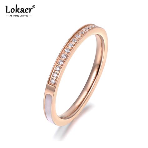 Lokaer Stainless Steel Delicate Rings 1 4 Pave Setting Rhinestones 3