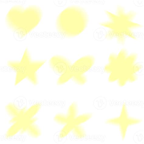 Set Yellow Motion Blur Y2k Aura Shapes Abstract Blurred Gradient Shape