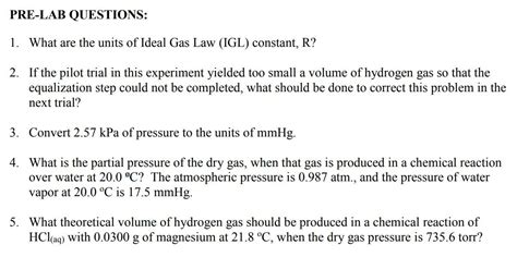 Solved PRE LAB QUESTIONS 1 What Are The Units Of Idea