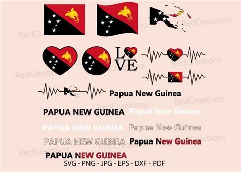 Papua New Guinea Flag Bundle Svg, Map Graphic by RedCreations · Creative Fabrica