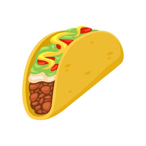 Premium Vector Taco Mexican Food Made From Wheat Tortilla With Beef