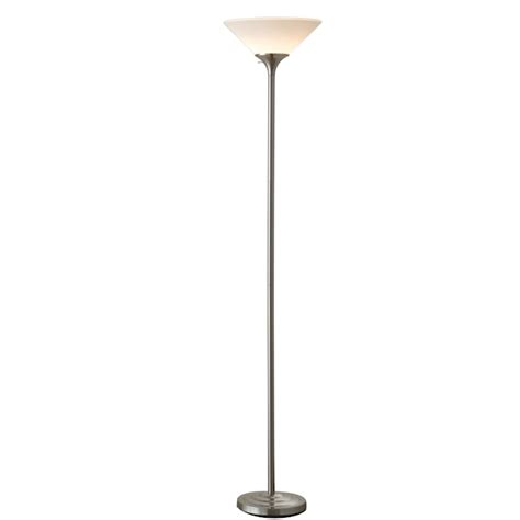 71 In Brushed Steel Torchiere Floor Lamp At