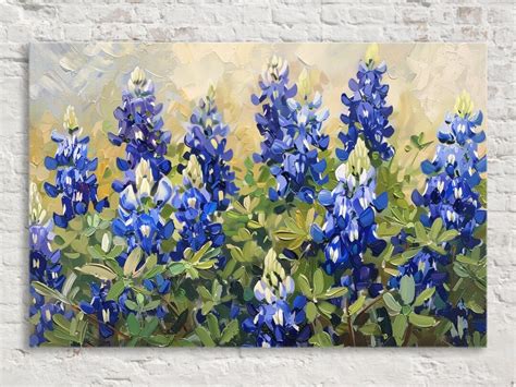 Texas Bluebonnet Wall Art Painting, Giclee Print on Gallery-wrapped ...