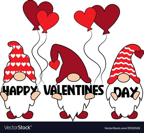 Valentines Day Gnomes Happy Day Quote Royalty Free Vector