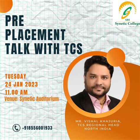 Pre Placement Talk With Tcs Alignment Synetic Business School