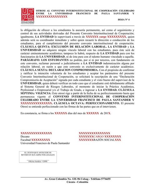 Formato De Convenio 3 Otrosi Ad Honorem Pdf