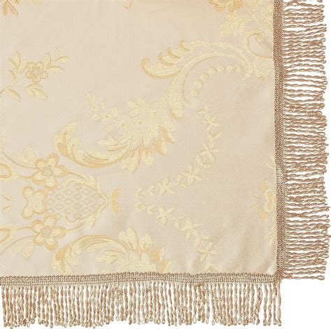 Violet Linen Mantel Majestic con diseño de damasco color beige 60 x 120