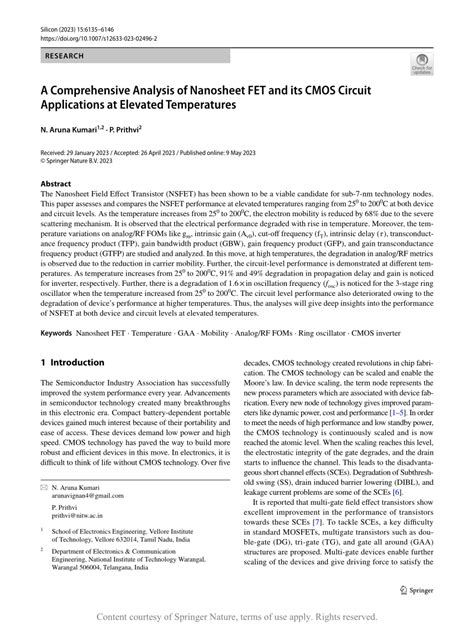 A Comprehensive Analysis of Nanosheet FET and its CMOS Circuit Applications at Elevated ...