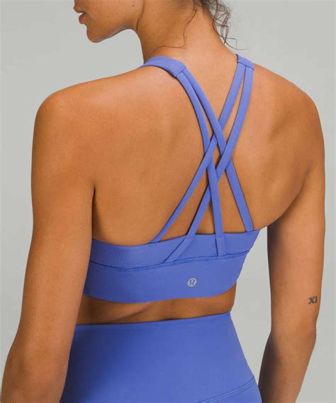 Lululemon Energy High Neck Longline Ribbed Bra Medium Support B D Cups Wild Indigo Lulu