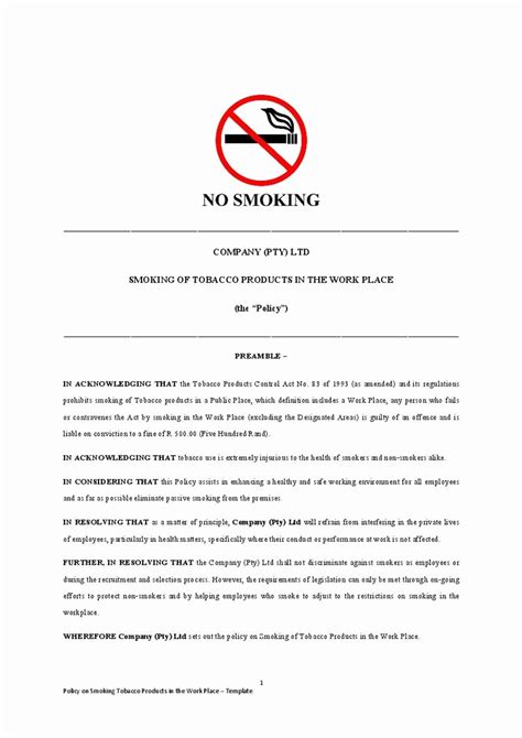 No Smoking Violation Letter