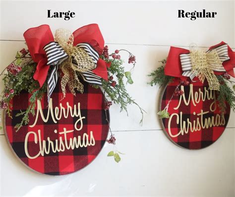 Farmhouse Christmas Wreath Buffalo Plaid Farmhouse Etsy