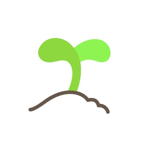 Little cute color sprout with two leaves in a line ground heap. Flat vector illustration ...