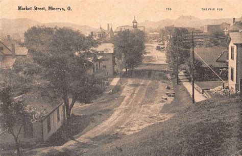 Market Street Minerva Ohio Vintage Postcard Rr71 Mary L Martin Ltd