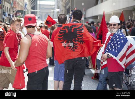 Albanian Americans show their national & ethnic pride marching in the ...