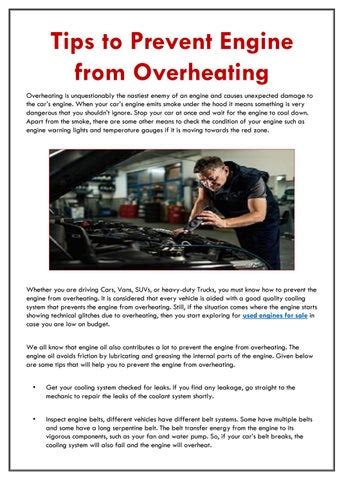 Tips To Prevent Engine From Overheating By Used Engines Inc Issuu