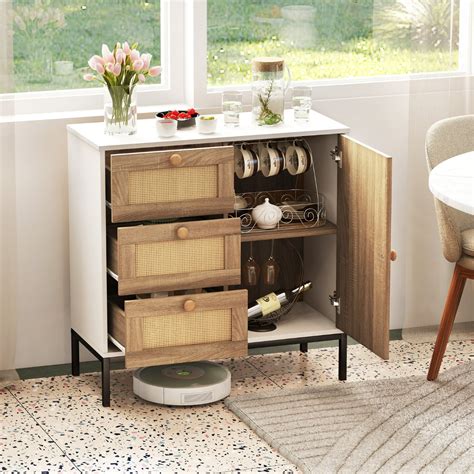 Preisvergleich F R Costway Sideboard Rattan Kommode Mit T R Und