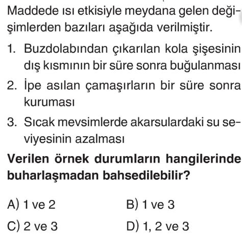 Maddenin Hal De I Imi Test Z S N F Fen Bilimleri Testleri