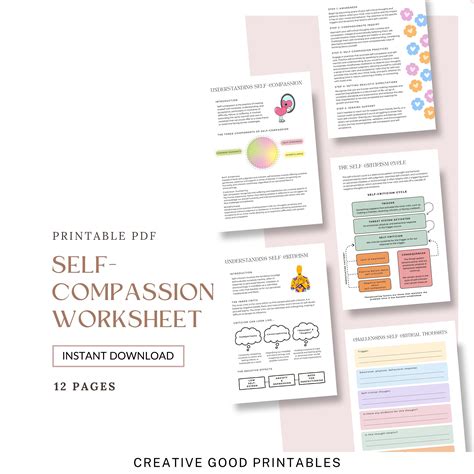 Self Compassion Worksheet Inner Critic Workbook Self Care Workbook