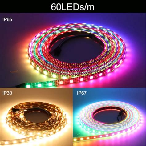 RGB LED STRIP 5V WS2812B 60 LED M BLACK PCB IP67 NEOPIXEL METER