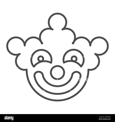 Clown Mask Thin Line Icon Halloween Mask Vector Illustration Isolated On White Circus Mask