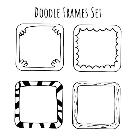 Premium Vector Set Of Hand Drawn Doodle Square Frames Vector Design