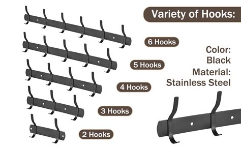 Uxcell Coat Hook Rack Stainless Steel Wall Mounted Coat Rack With 4 Hooks Hook Rail