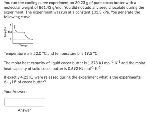 Solved You run the cooling curve experiment on 30.23 g of | Chegg.com