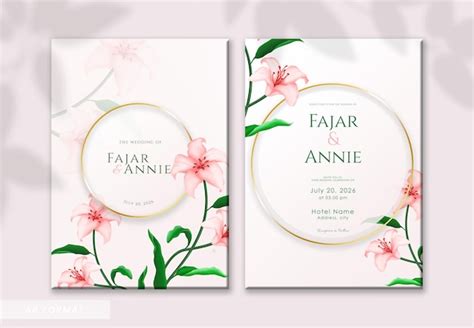 Premium Psd Beautiful Watercolor Pink Flower Wedding Invitation Template