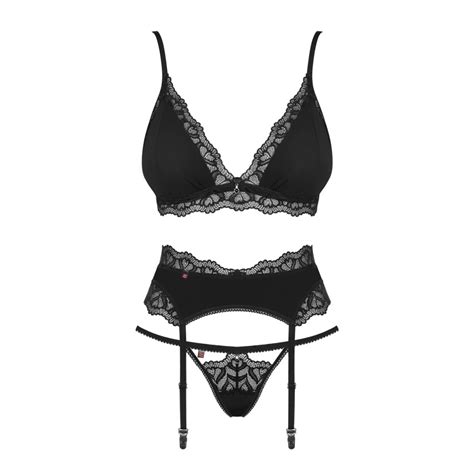 Sexy Set Obsessive Arisha 3 Pcs Set Reggiseno Reggicalze Perizoma 3 Pz