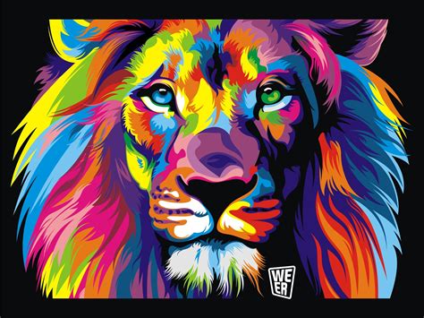 Photo of multi-colored lion painting HD wallpaper | Wallpaper Flare