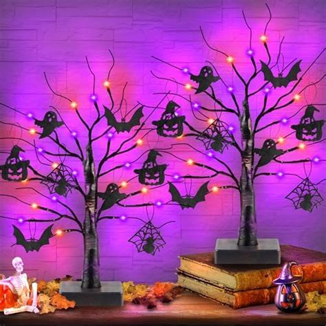 Amazon Pack Inch Black Halloween Tree With Led Orange