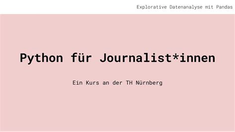 Explorative Datenanalyse Mit Python Pandas YouTube