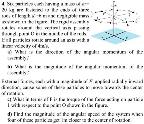 Solved 4 Six Particles Each Having A Mass Of M 20 Kg Are Fastened To The Ends Of Three Rods