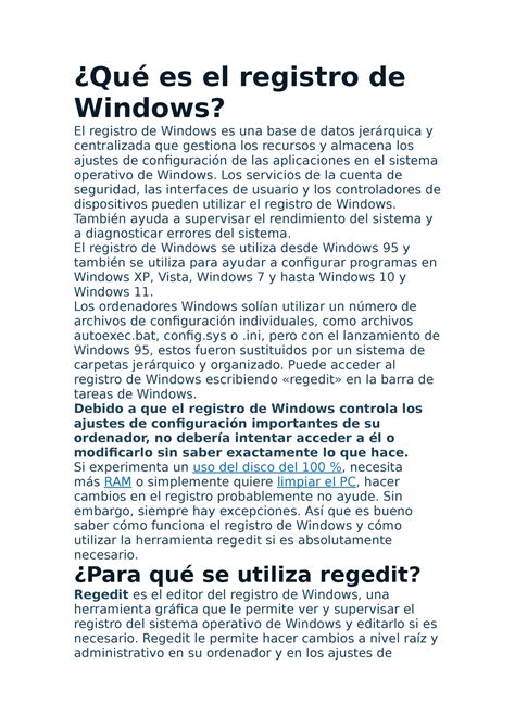 Qué Es El Registro De Windows ¿qué Es El Registro De Windows El Registro De Windows Es Una