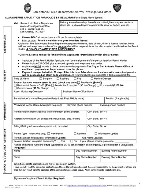 San Antonio Alarm Permit Form Fill Out And Sign Printable