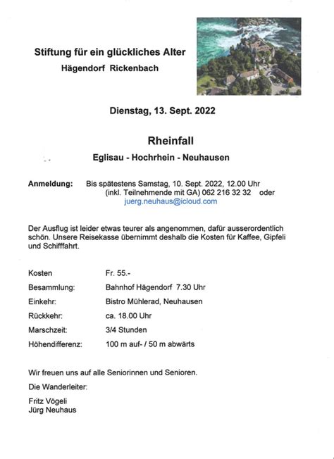 Rheinfall Stiftung F R Ein Gl Ckliches Alter H Gendorf Rickenbach