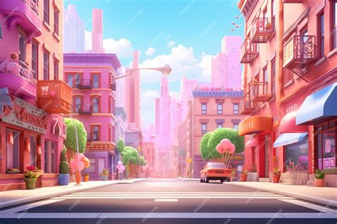 Premium AI Image | Cartoon City Street Metropolis 3D Animation Style for Kids