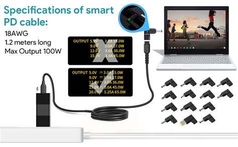 TAIFU PD USB C auf DC Netzadapter Universal Netzteil für Laptop HP Dell