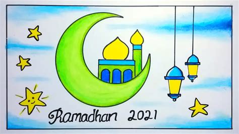 Cara Menggambar Poster Marhaban Ya Ramadhan Youtube