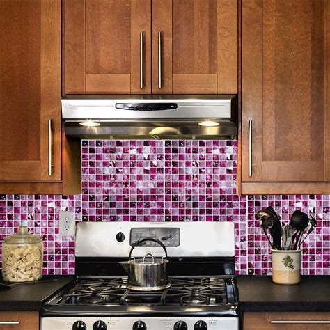 Review For Cocotik Peel And Stick Tile Purple 3d Kitchen Backsplash Til