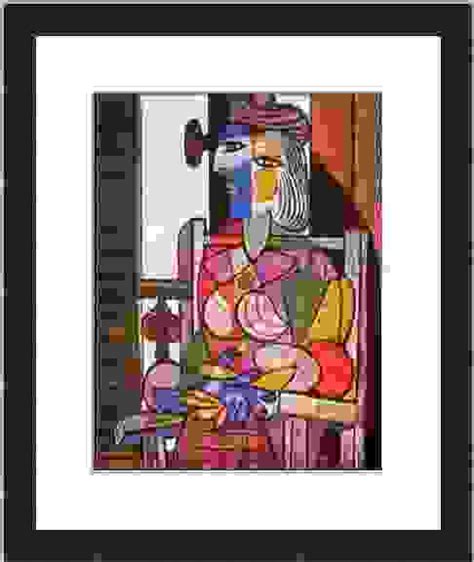 Pablo Picasso Seated Woman In Front Of A Window Print Newly Custom Framed Auction