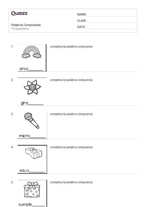 Palabras Sensoriales Hojas De Trabajo Para Grado En Quizizz